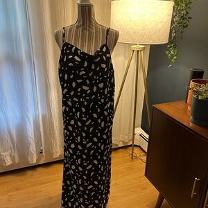 OLD NAVY Cowl Neck Satin Black and White Maxi Dress